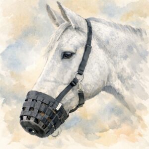 paardenarts.nl paard met graasmasker tegen overgewicht